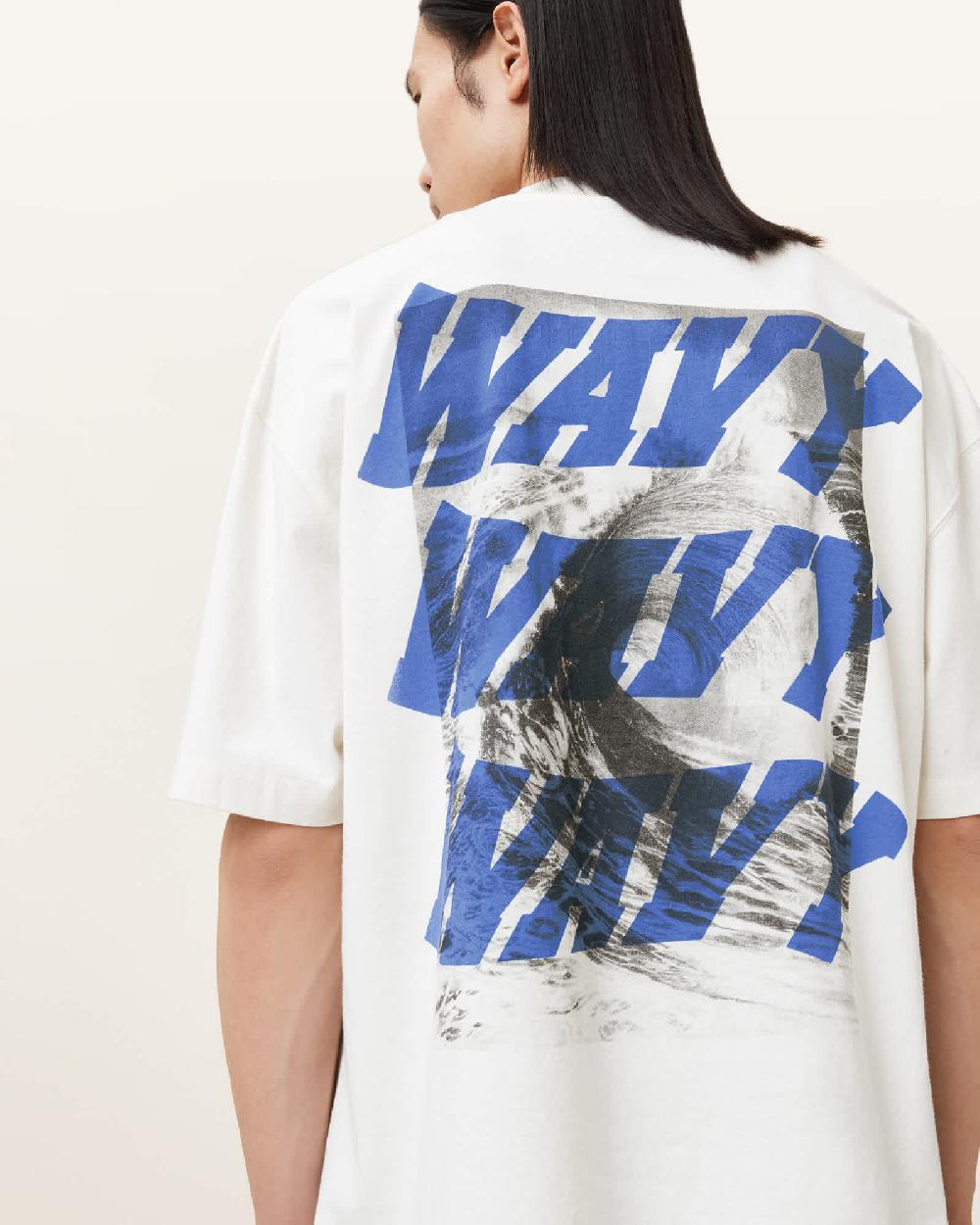 All Saints Wavy Oversized Crew Neck T-Shirt Chalk White