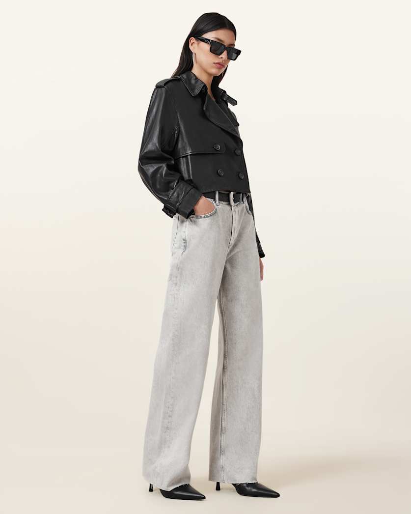 all saints Wendel Straight Leg Denim Jeans Anthracite Grey