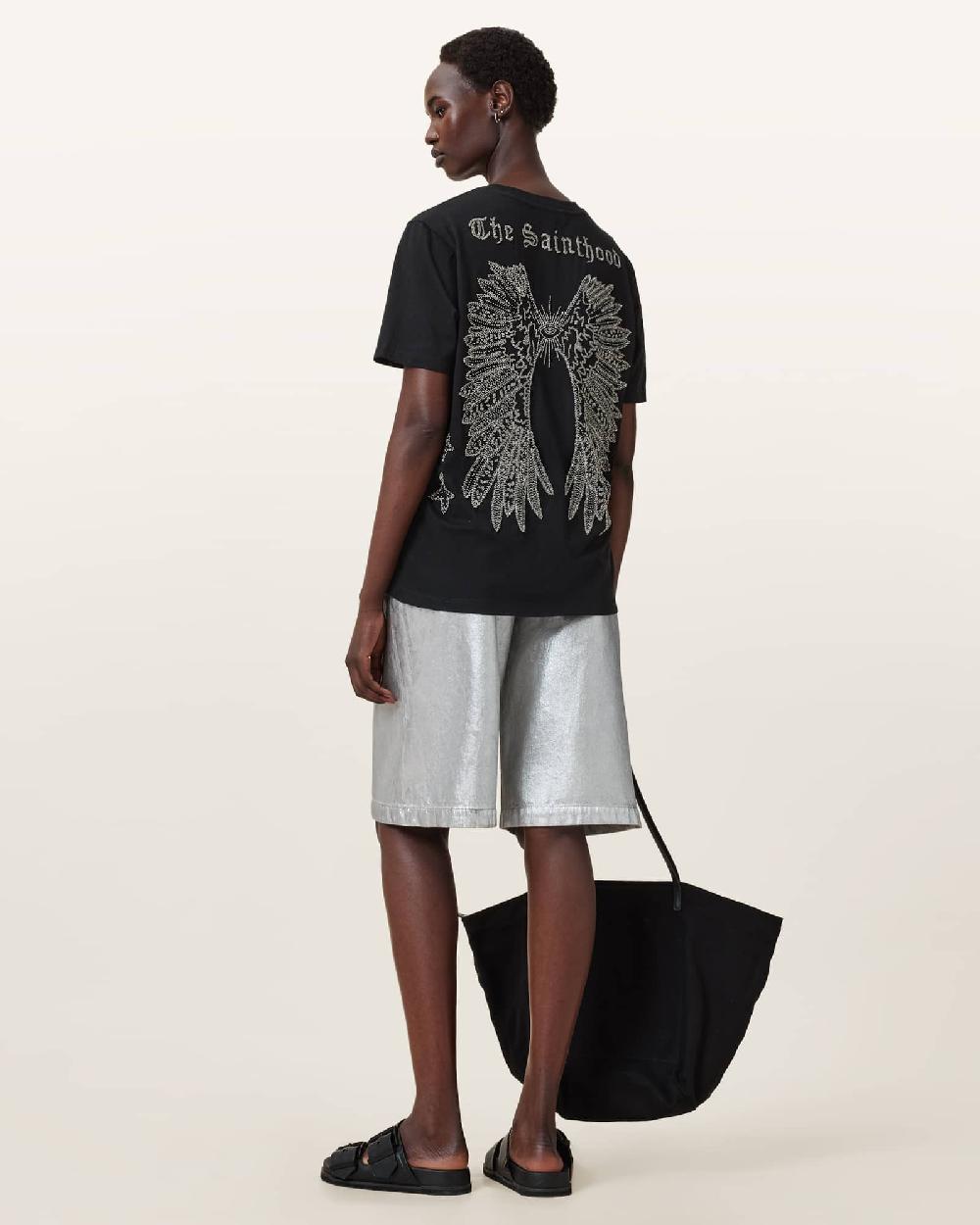 All Saints Wings Boyfriend Relaxed Fit T-Shirt Black