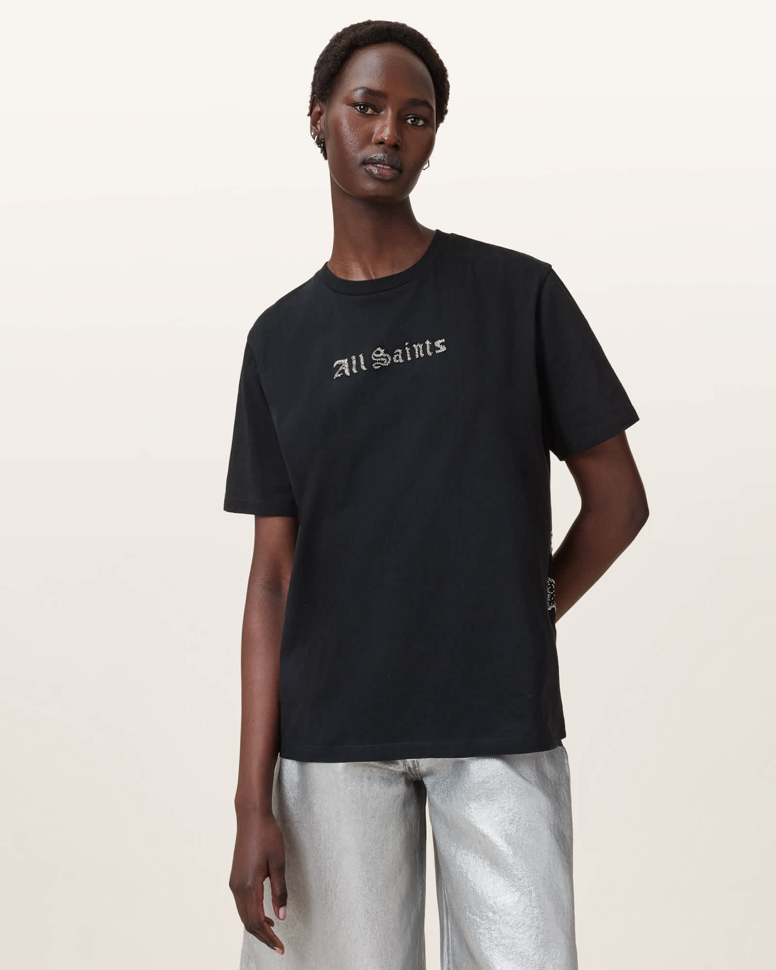 All Saints Wings Boyfriend Relaxed Fit T-Shirt Black