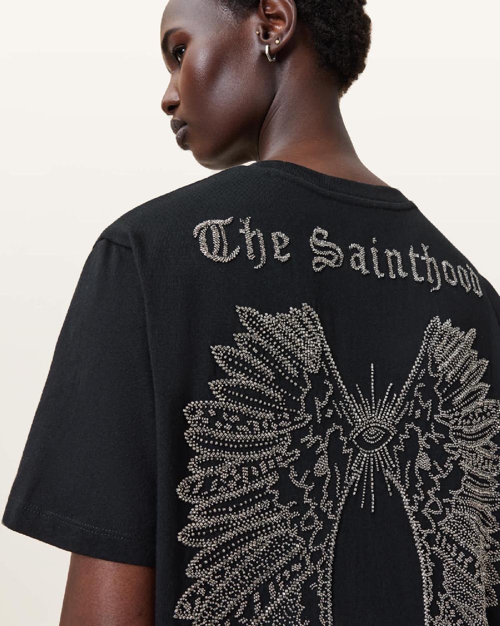 All Saints Wings Boyfriend Relaxed Fit T-Shirt Black