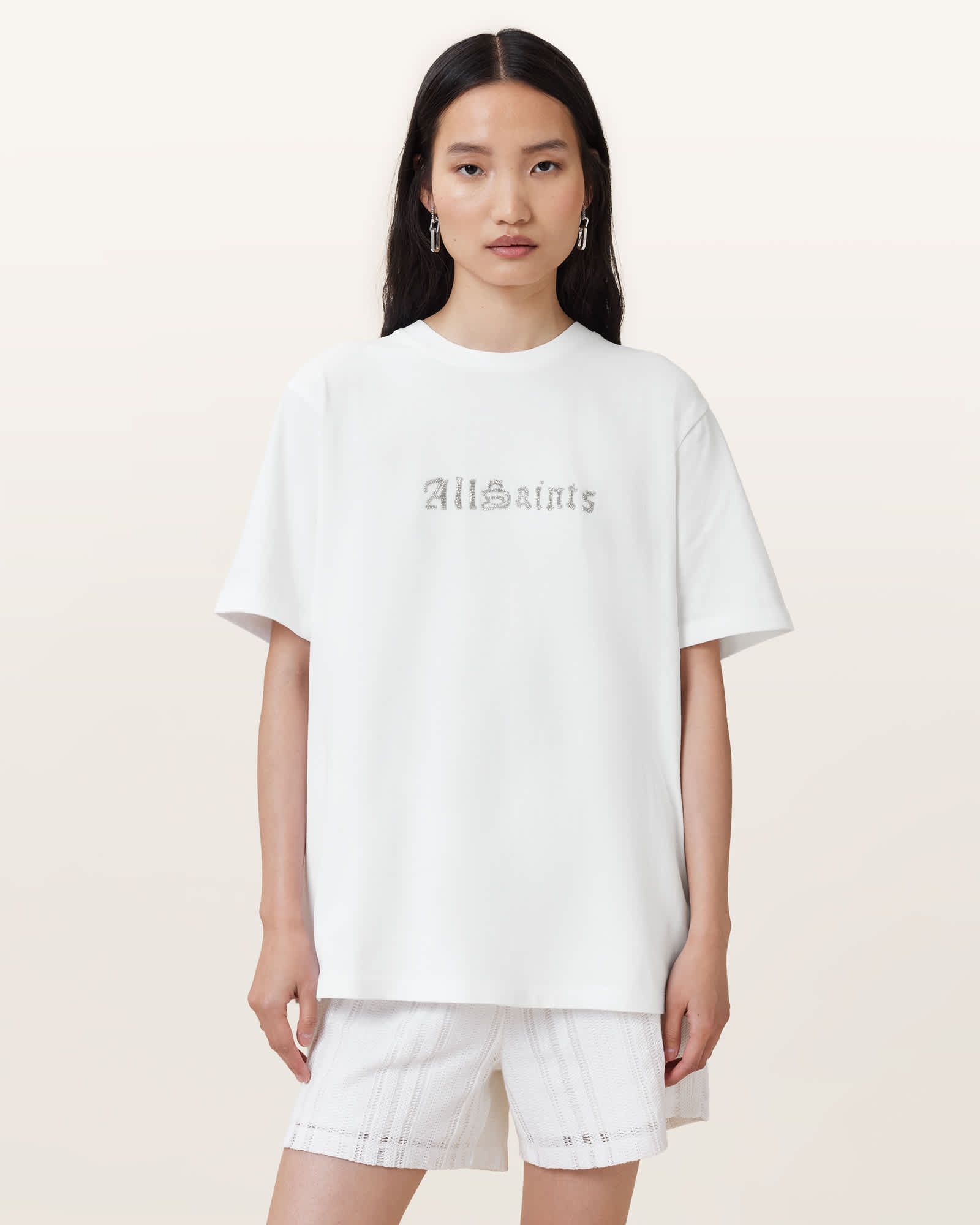 All Saints Wings Boyfriend Relaxed Fit T-Shirt Optic White