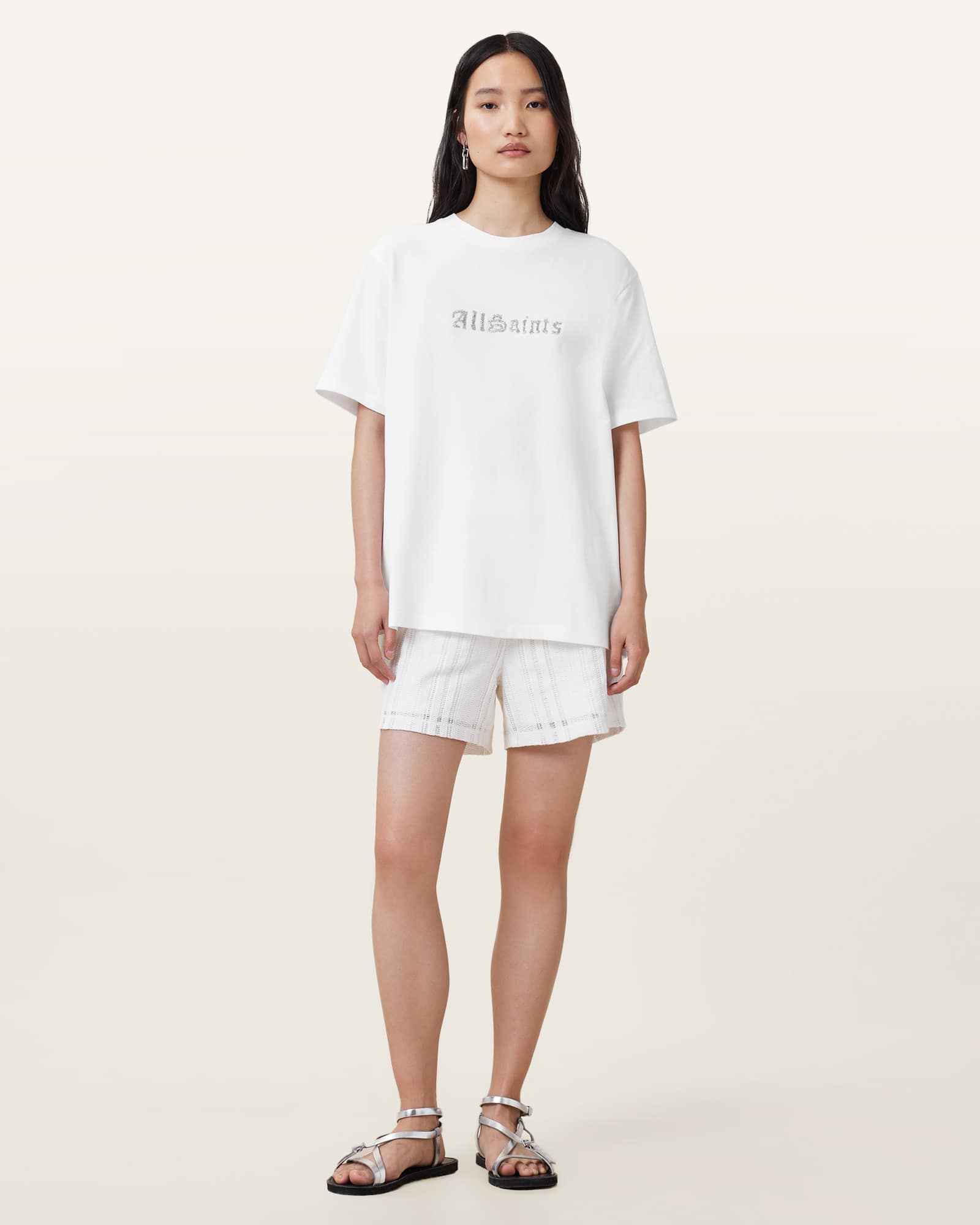 All Saints Wings Boyfriend Relaxed Fit T-Shirt Optic White