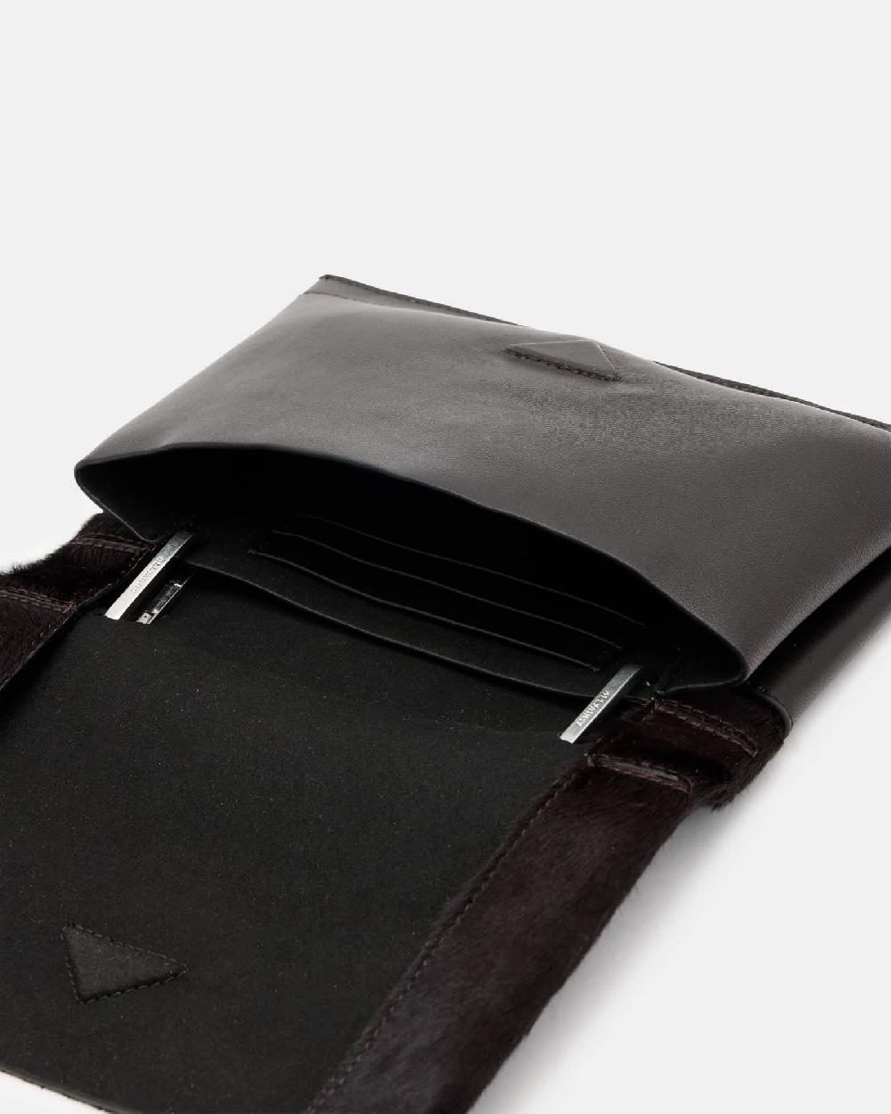 All Saints Yua Leather Removable Chain Clutch Bag DEEP BURNT RED