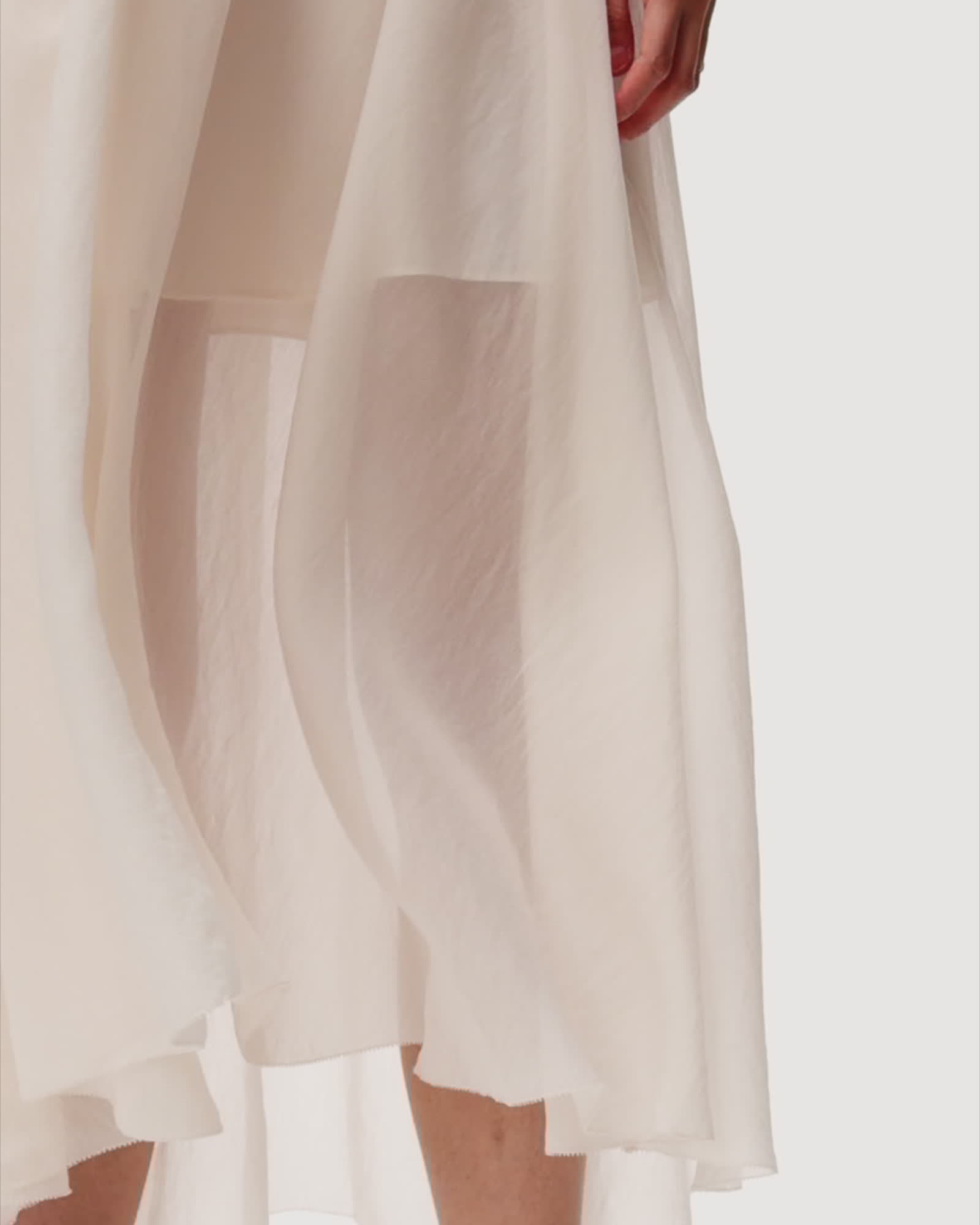 all saints Zenia Sleeveless Asymmetric Midi Dress Almond White