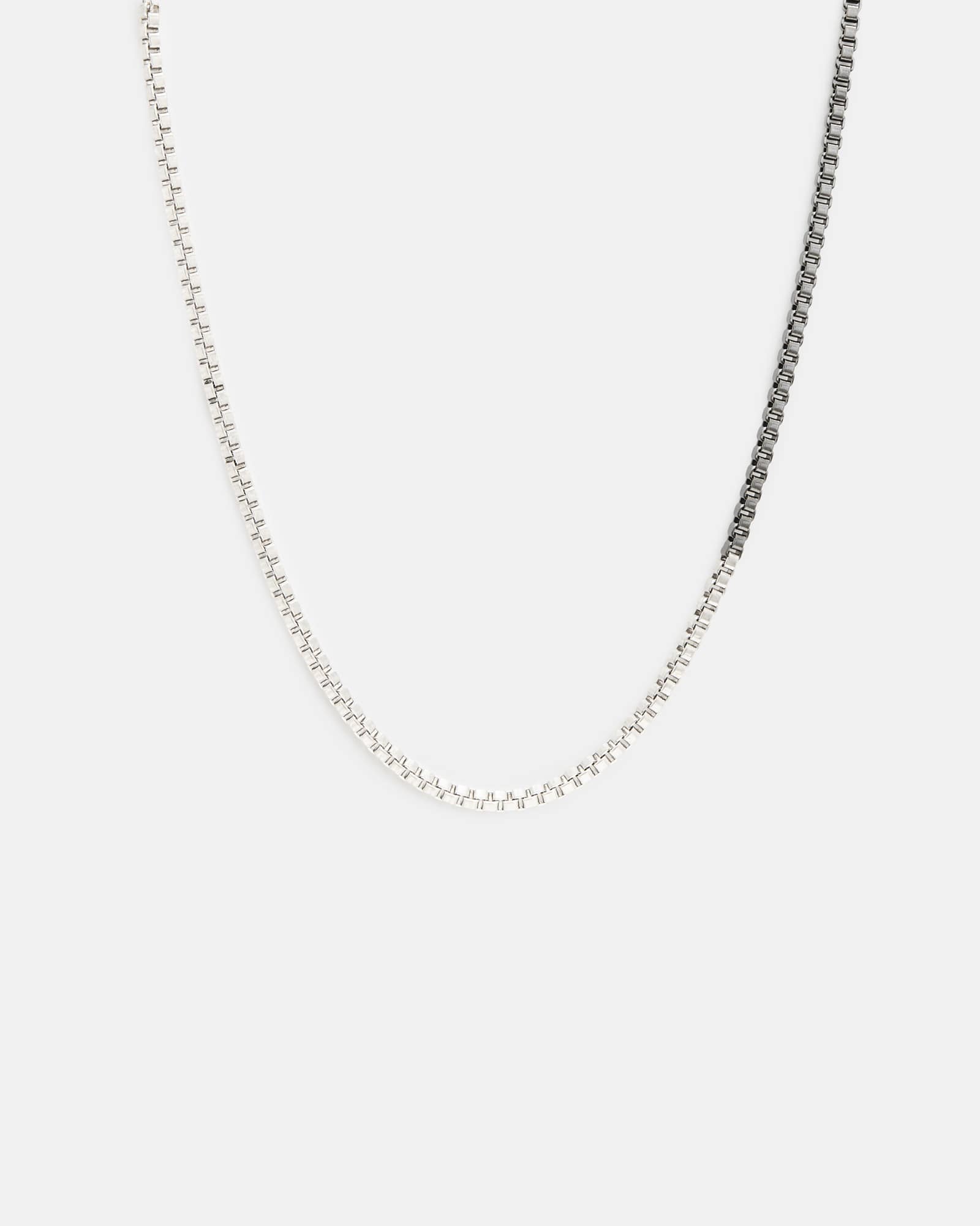 All Saints Zoe Box Chain Necklace WARM SILVER/BLACK
