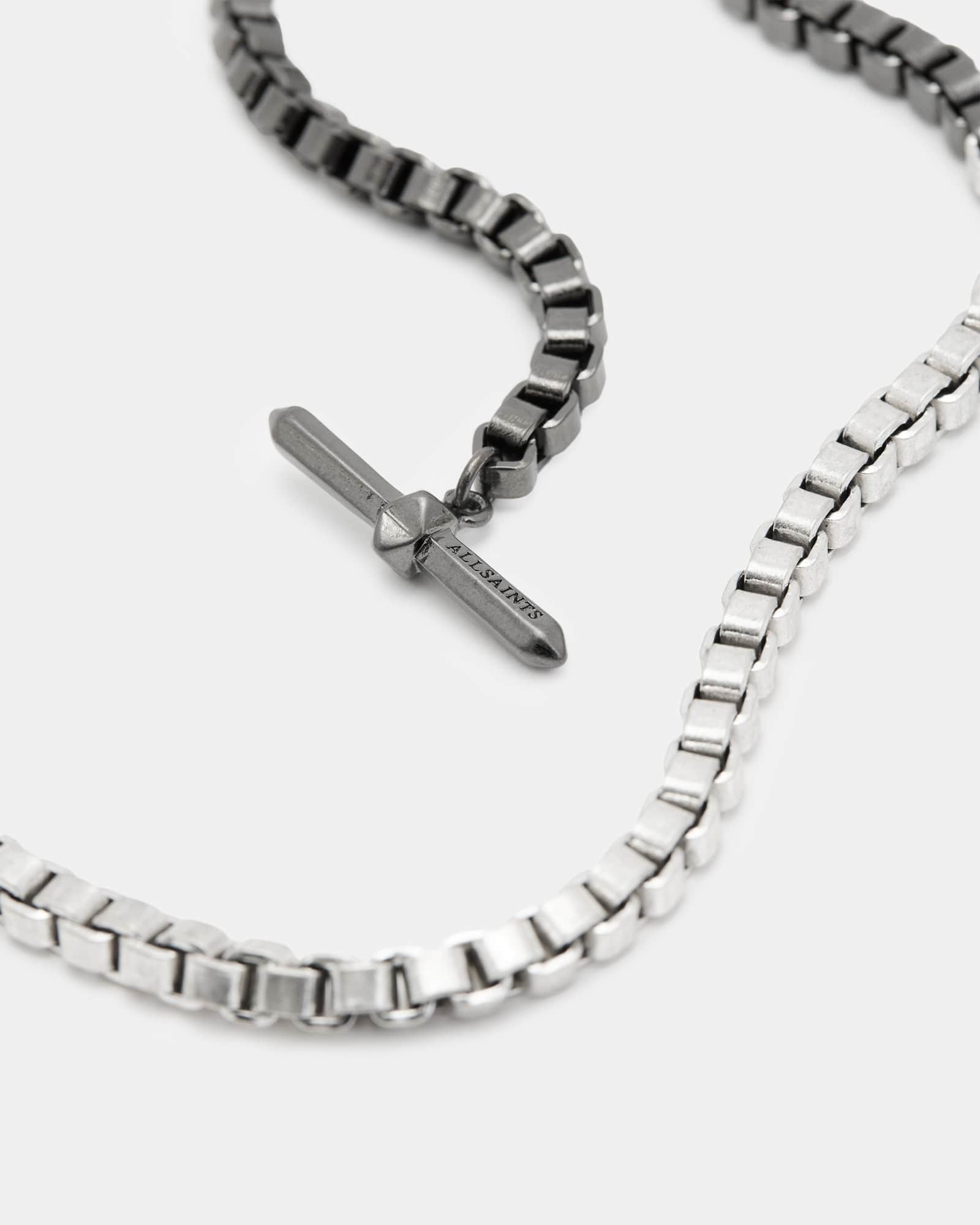 All Saints Zoe Box Chain Necklace WARM SILVER/BLACK