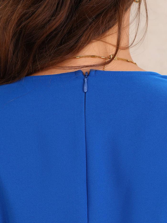 Allegra K 3/4 Sleeves V Neck Solid Color Midi Sheath Dress