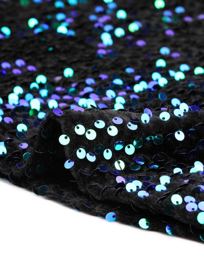 Allegra K Adjustable Spaghetti Strap Party Glitter Sparkle Sequin Dress