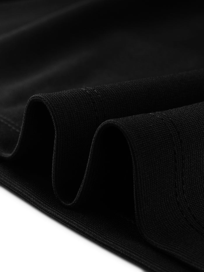 Allegra K Business Casual Square Neck 3/4 Sleeve Bodycon Bow Ruffle Dress