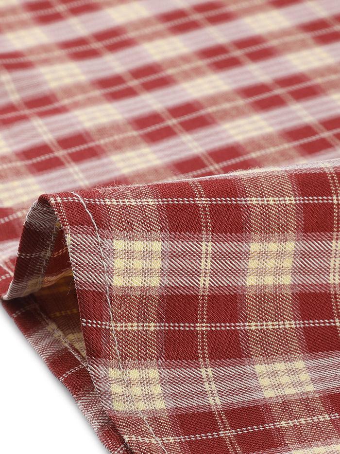 Allegra K Button Front Retro Cap Sleeve Belted Waist Plaid Dress