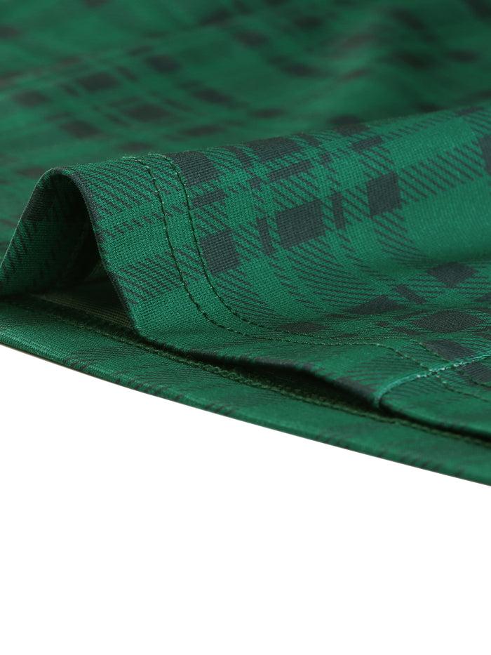 Allegra K Contrast Peter Pan Collar Keyhole Back Plaid Bodycon Dress