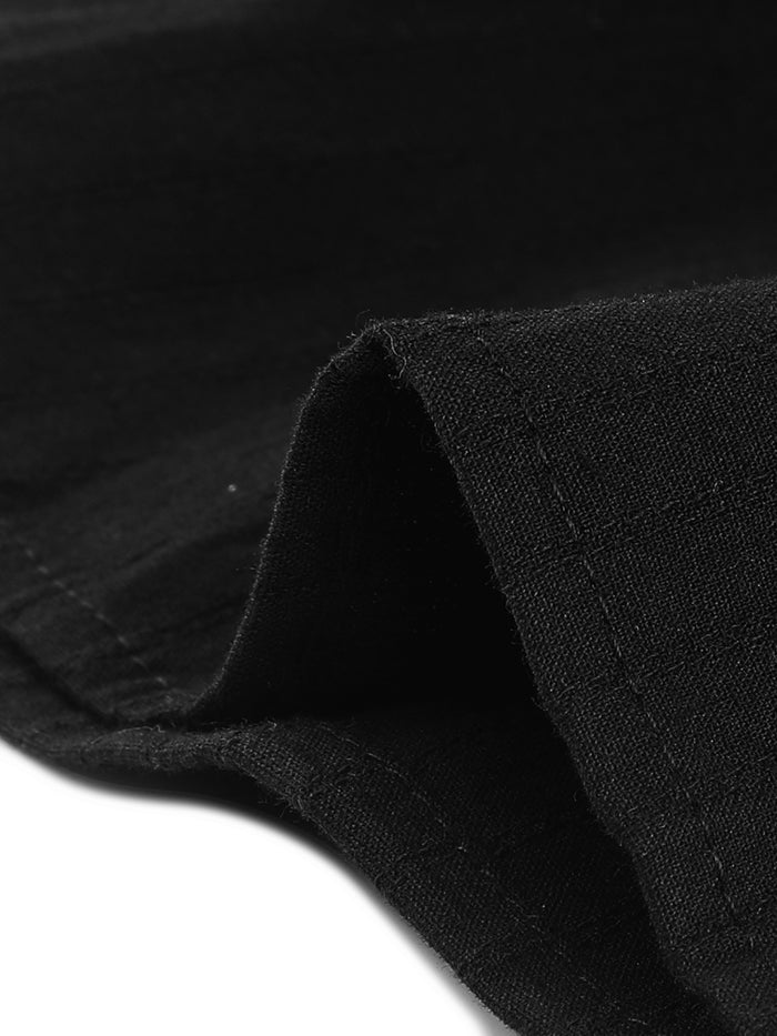 Allegra K Cotton Fit And Flare Shirtdress Belted Button Front Ruffled Dress