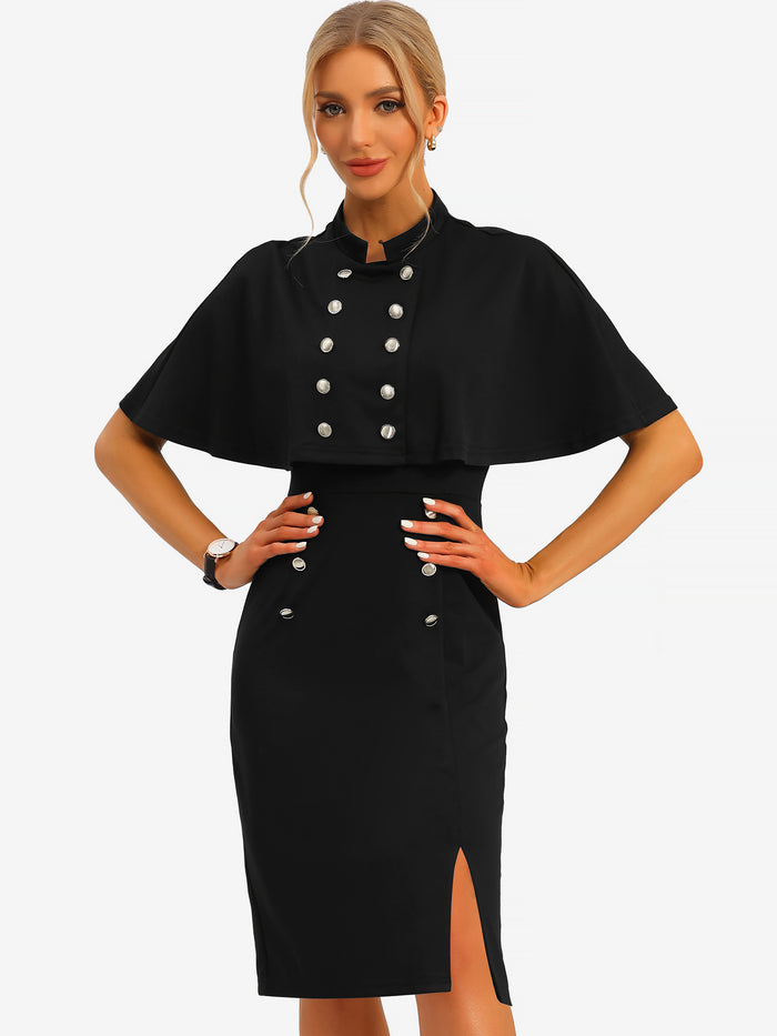 allegra k Elegant Business Double Breasted Two Pieces Cape Dress Sets