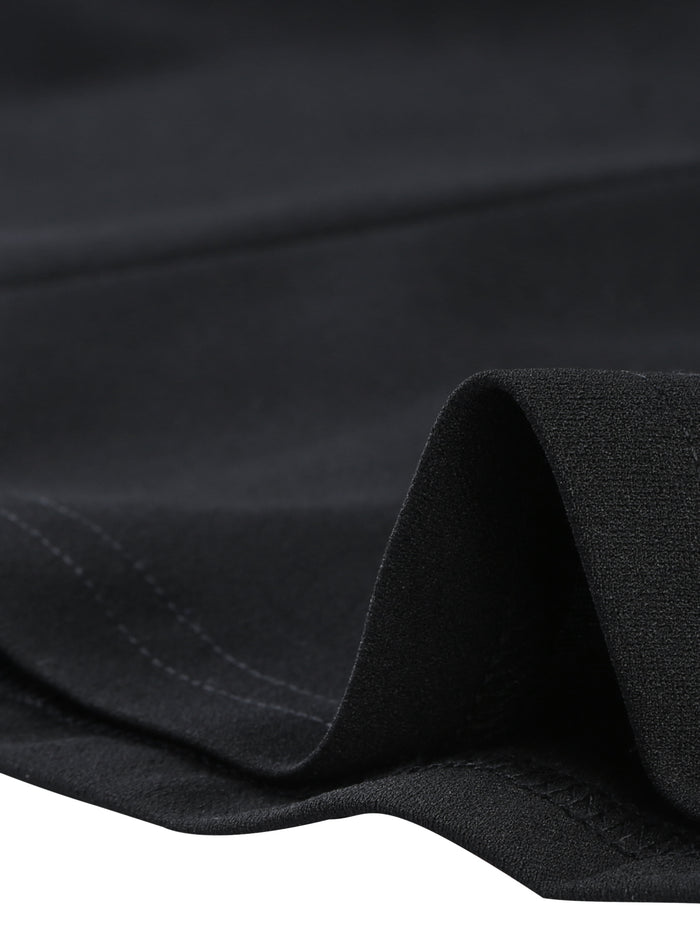 Allegra K Elegant Work Belted Boat Neck Short Puff Sleeve Dress