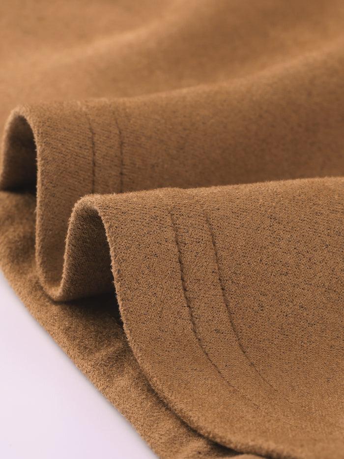 Allegra K Faux Suede Round Neck Long Sleeve Ruffle Hem Party Mini Dress