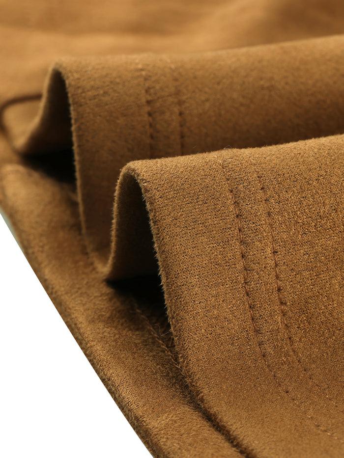 Allegra K Faux Suede V Neck Button Down Belted Pinafore Overall Dress