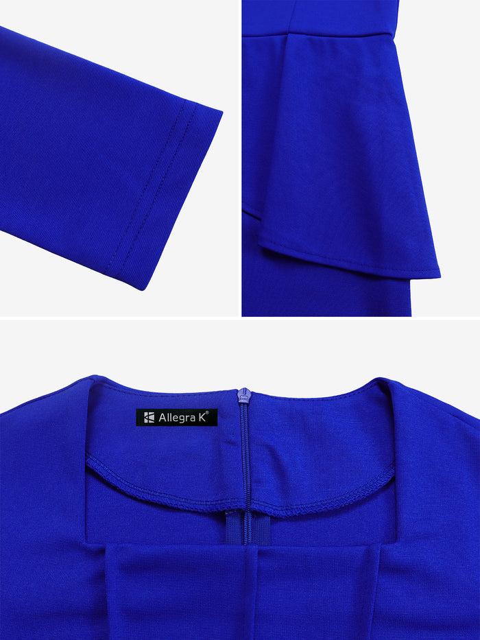 Allegra K Flattering Slim Fit With Hidden Zipper Solid Color Long Sleeves Midi Sheath Date Nights & Cocktail Parties Dress