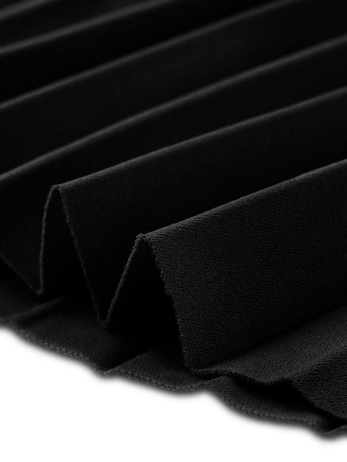 Allegra K Floral Lace 3/4 Sleeve Belted Panel A-Line Pleated Dress