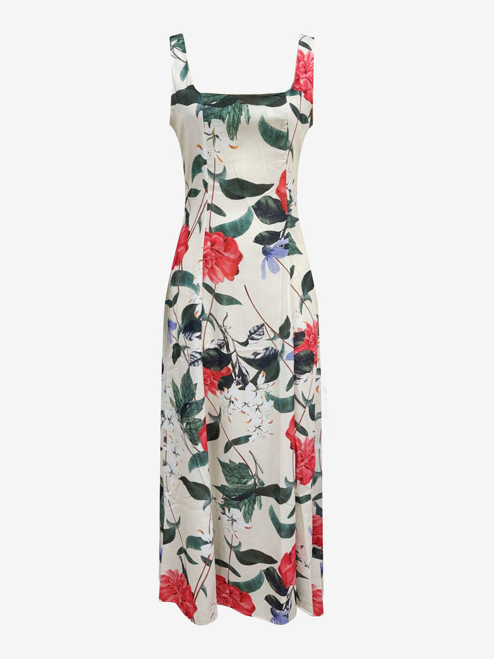 Allegra K Floral Printed Sleeveless Square Neck Maxi Dress