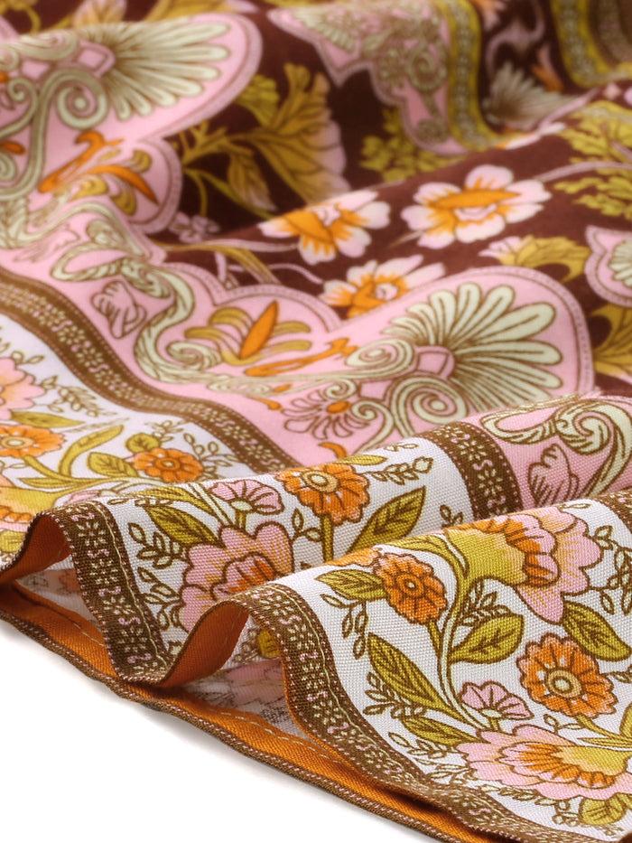 Allegra K Floral Smocked Waist Short Sleeves V Neck Backless Long Boho Dress