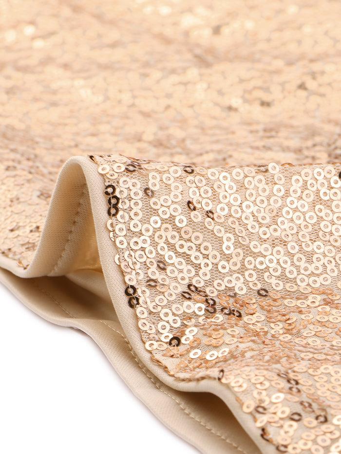 Allegra K Glitter Sequin V Neck Short Sleeve Mini Clubwear Party Dress