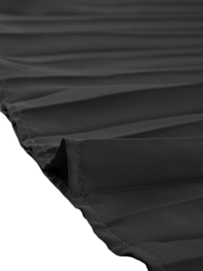 Allegra K Halter Neck Pleated Sleeveless Casual Mini Smock Dress