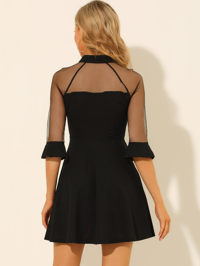 Allegra K Keyhole Mesh Sheer Half Sleeve Retro Gothic Cocktail Dress