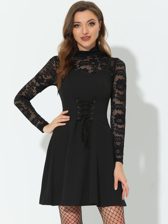 Allegra K Lace Up Adjustable Spaghetti Strap Sleeveless Cami Dress