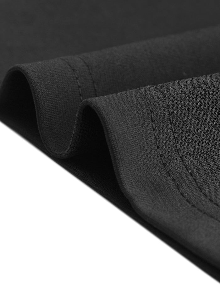 Allegra K Long Sleeve Contrast Placket Houndstooth Print Bodycon Dress