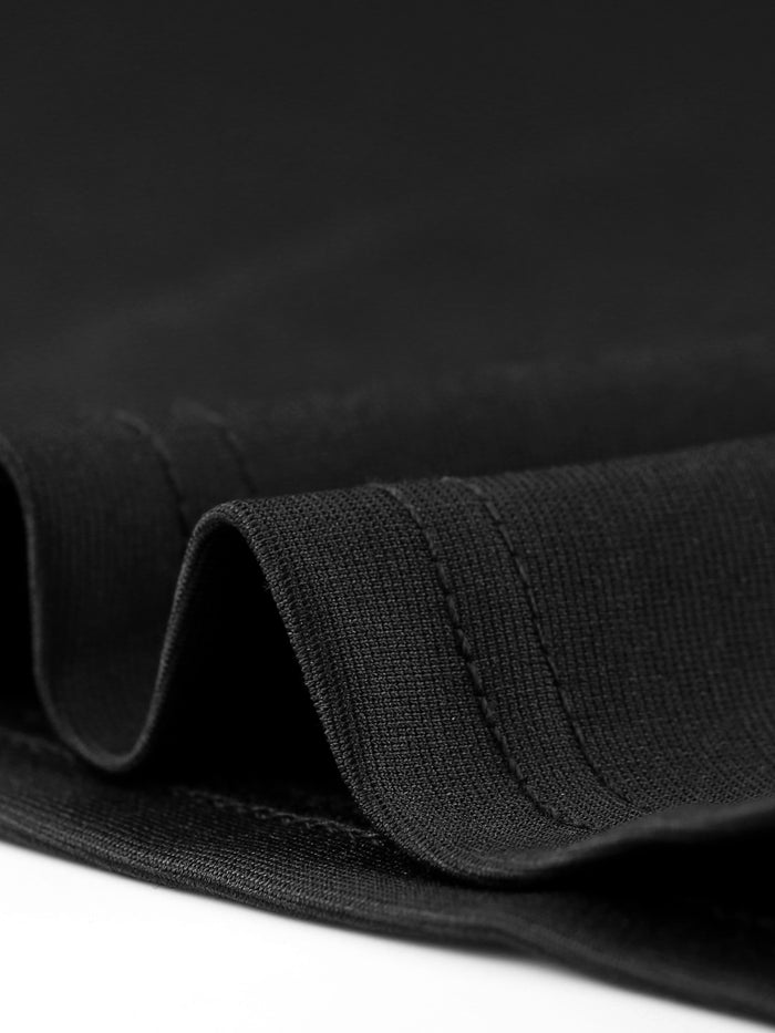 Allegra K Office 3/4 Sleeves Belted Mock Neck Pencil Midi Dress