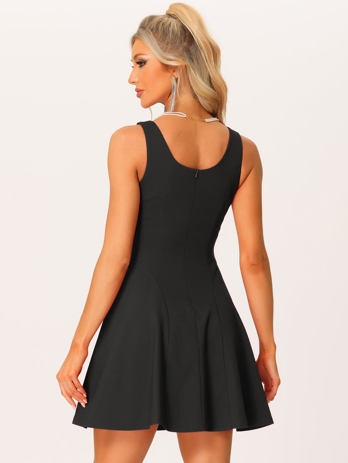Allegra K Party Sexy Sleeveless Sweetheart Neck Fit And Flared A Line Swing Cocktail Mini Dress