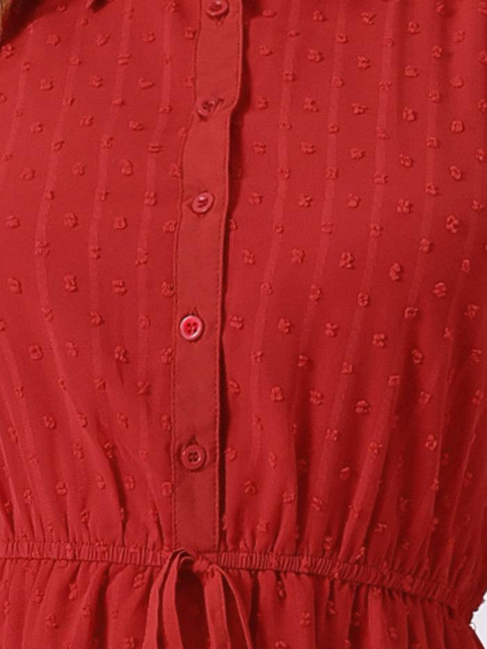 Allegra K Peter Pan Collar Floral Drawstring Chiffon Layered Dress