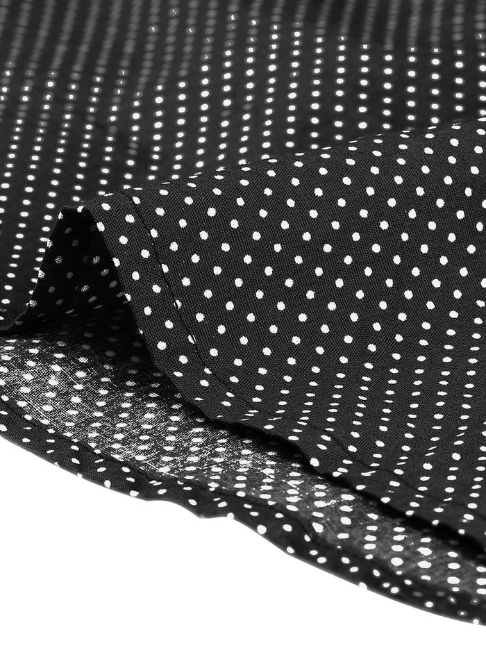 Allegra K Polka Dot Sleeveless Belted Retro Button Down Shirt Dress