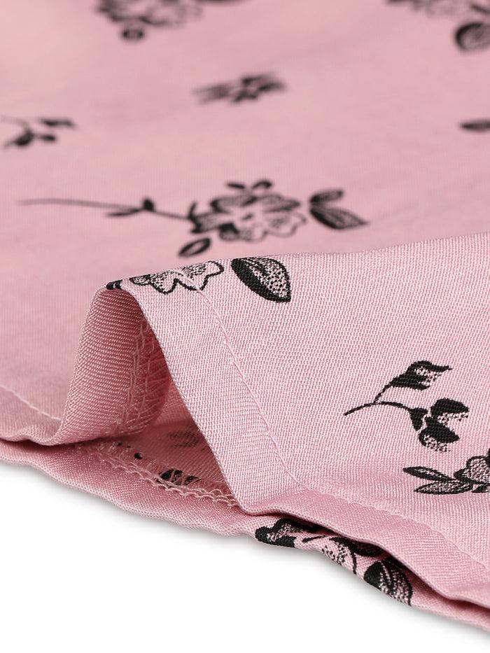 Allegra K Printed Adjustable Straps Mini Chambray Overall Pinafore Dress