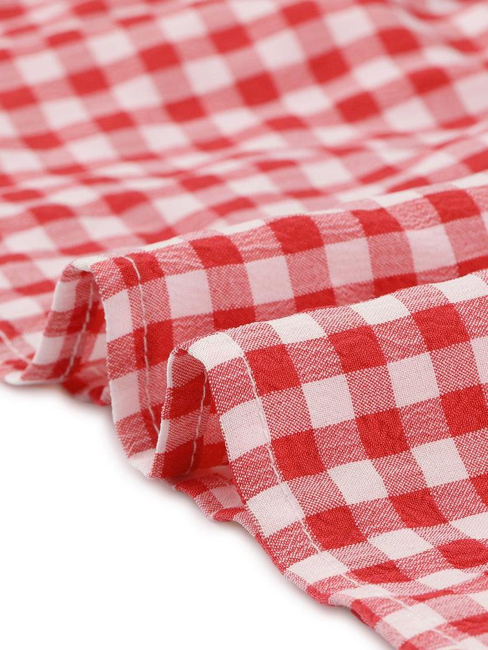 Allegra K Puff Short Sleeve Crewneck High Waist Casual Tiered Dress