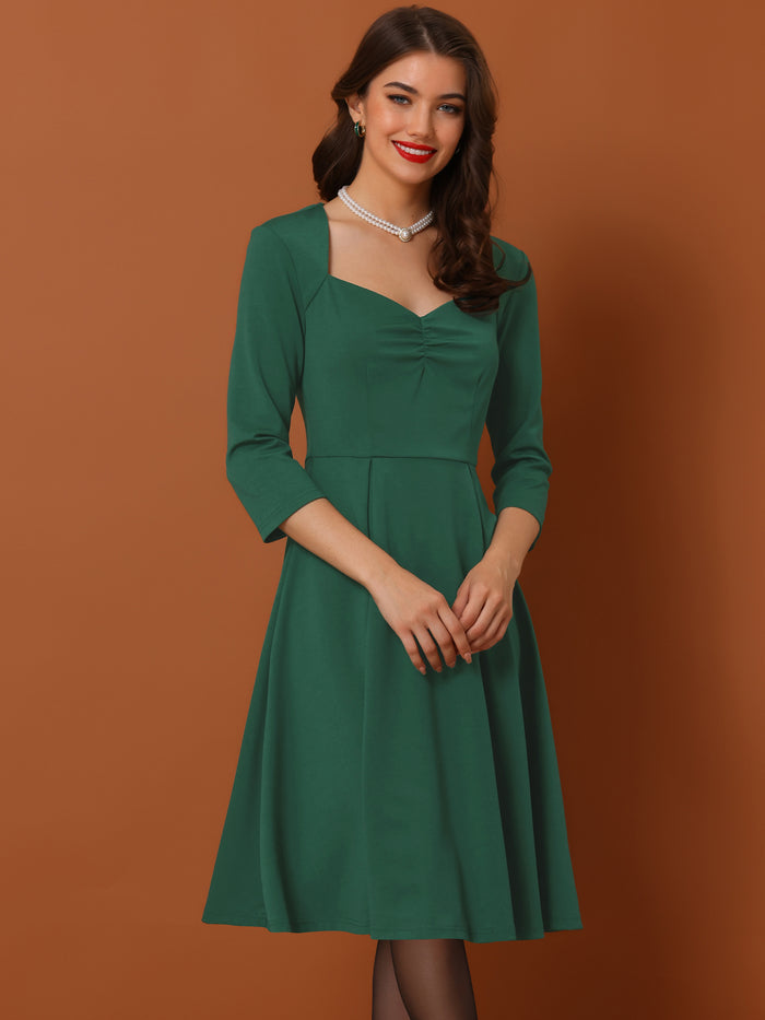 allegra k Retro Sweetheart Neck 1950s Retro Cocktail A-Line Dress