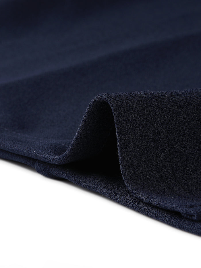 Allegra K Round Neck Slim Fit Sleeveless Split Work Pencil Sheath Dress