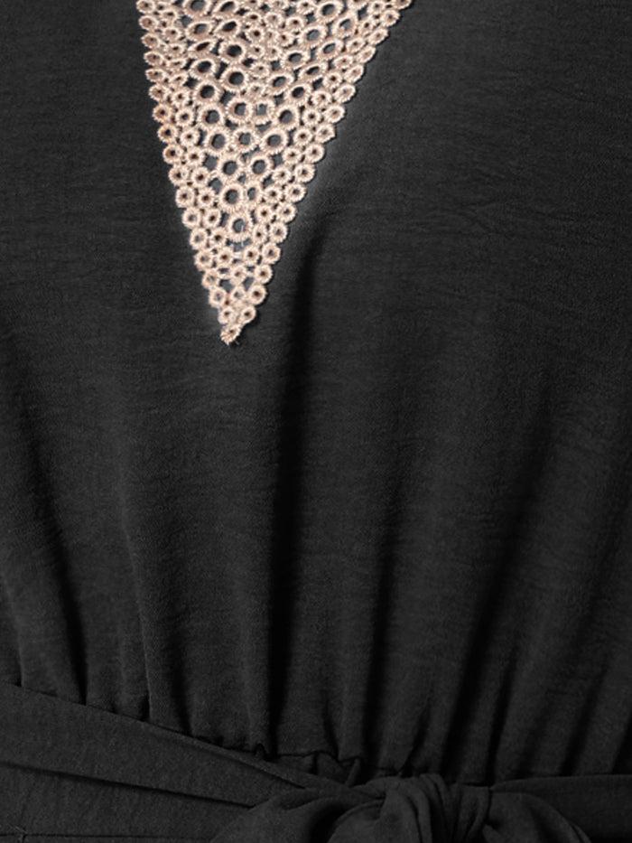 Allegra K Ruffled Hem V Neck Sleeveless Bohemian Midi Dress