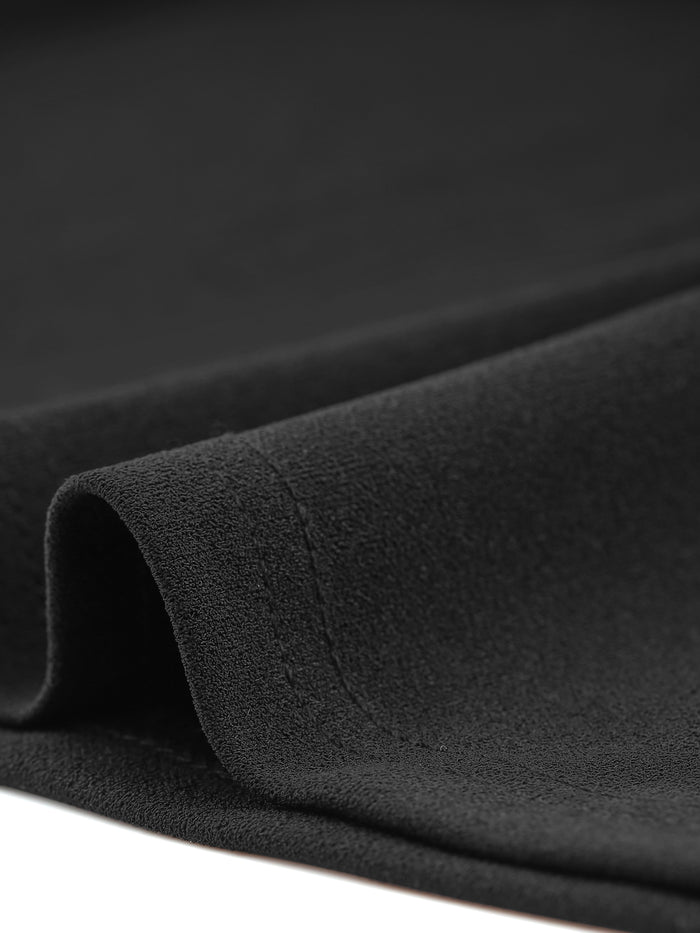 Allegra K Scoop Neck Beaded Long Sleeve High Waist Elegant Flared Dress