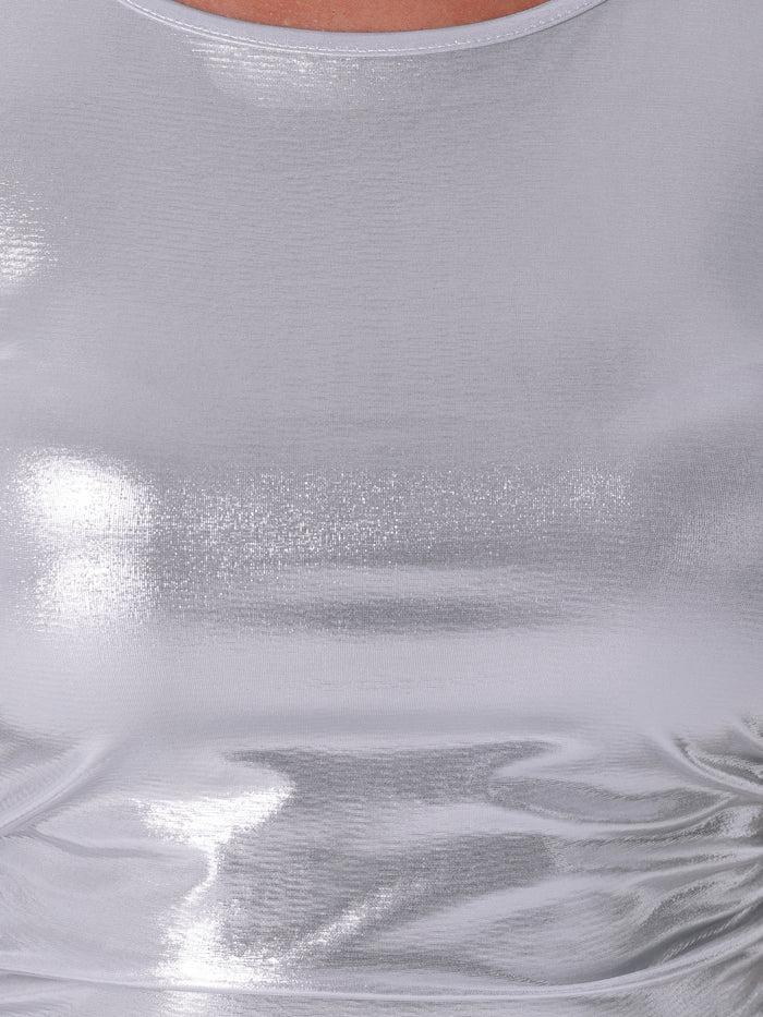 Allegra K Sleeveless Ruched Metallic Bodycon Party Mini Dress