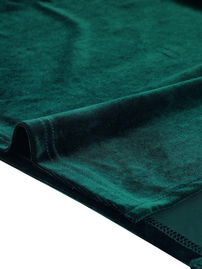 Allegra K Sleeveless Spaghetti Strap Cowl Neck Slit Cocktail Midi Velvet Dress