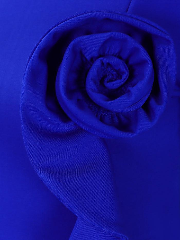 Allegra K Solid Color Puff Sleeves Midi Sheath Dress