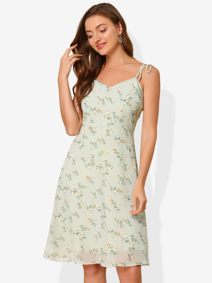 allegra k Spaghetti Strap Dress A-Line Smocked Beach Summer Floral Sundress