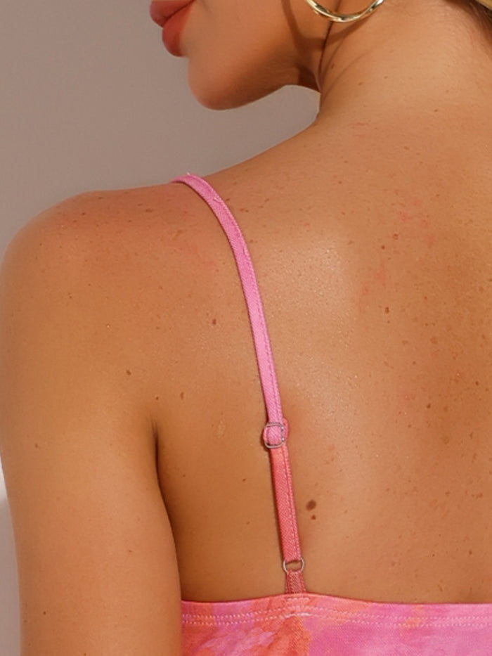 Allegra K Spaghetti Strap Square Neck Sleeveless Mini Dress