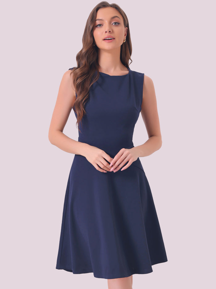 allegra k Square Neck Elegant Teacher Office Sleeveless Sheath Dress