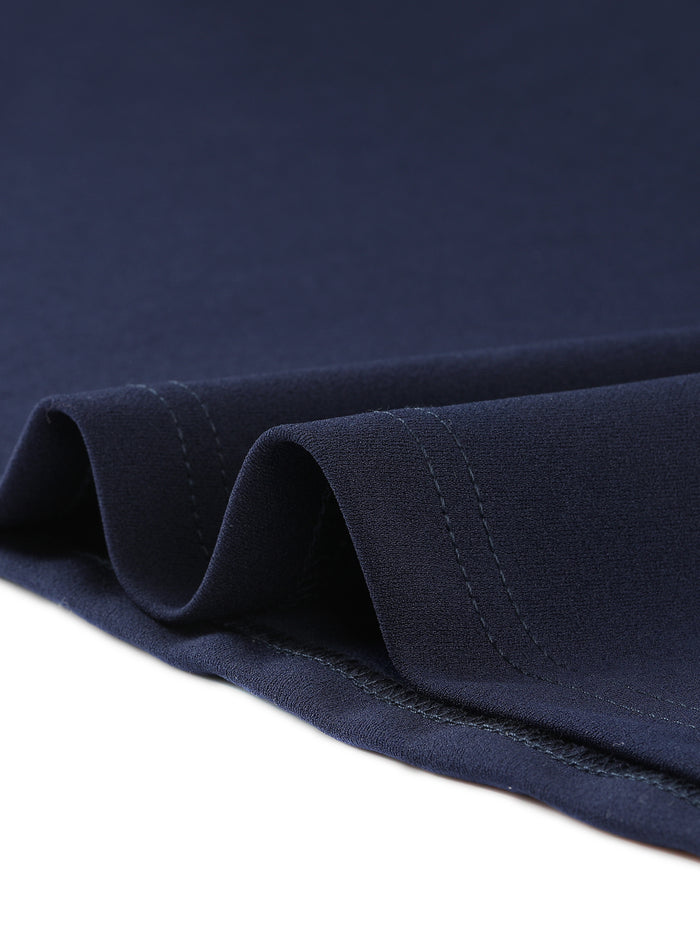 Allegra K Striped Crew Neck Sleeveless A-Line Midi Work Office Dress