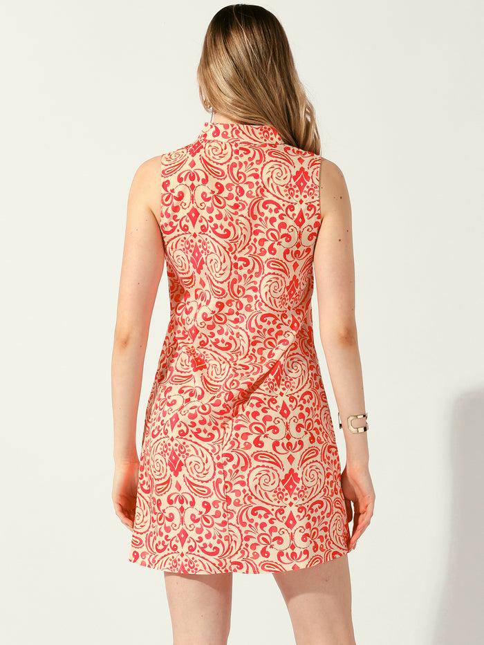 Allegra K Summer Ethnic Floral Sleeveless Casual A Line Mini Dress