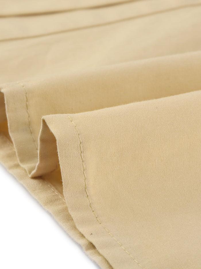 Allegra K Summer Safari Dress Collared Button Down Cotton Belted Shirtdress