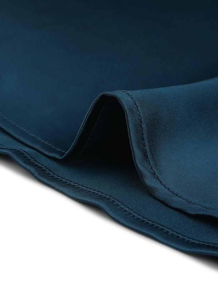 Allegra K Summer Satin Short Sleeve Tie Waist Business Casual Dress